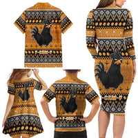 Chicken Christmas Family Matching Long Sleeve Bodycon Dress and Hawaiian Shirt F Caw F - Wonder Print Shop