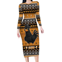 Chicken Christmas Family Matching Long Sleeve Bodycon Dress and Hawaiian Shirt F Caw F - Wonder Print Shop