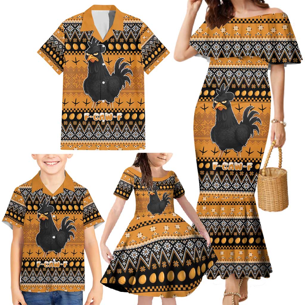 Chicken Christmas Family Matching Mermaid Dress and Hawaiian Shirt F Caw F - Wonder Print Shop