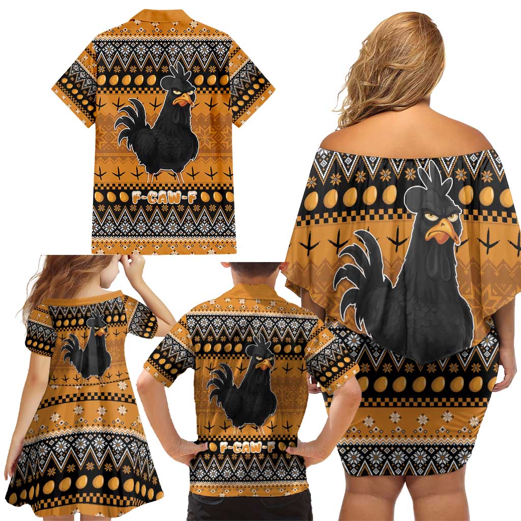 Chicken Christmas Family Matching Off Shoulder Short Dress and Hawaiian Shirt F Caw F - Wonder Print Shop