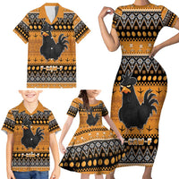 Chicken Christmas Family Matching Short Sleeve Bodycon Dress and Hawaiian Shirt F Caw F - Wonder Print Shop