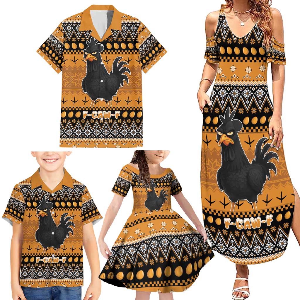 Chicken Christmas Family Matching Summer Maxi Dress and Hawaiian Shirt F Caw F - Wonder Print Shop