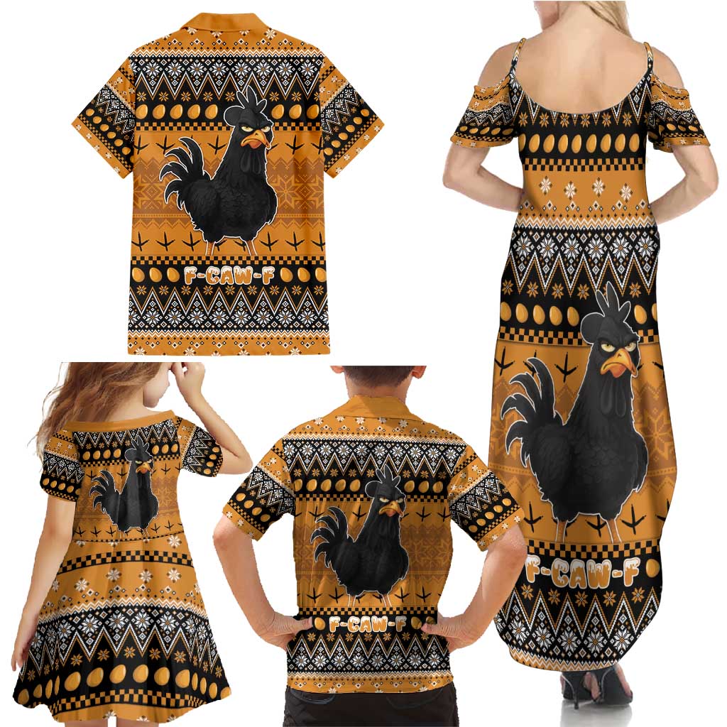 Chicken Christmas Family Matching Summer Maxi Dress and Hawaiian Shirt F Caw F - Wonder Print Shop