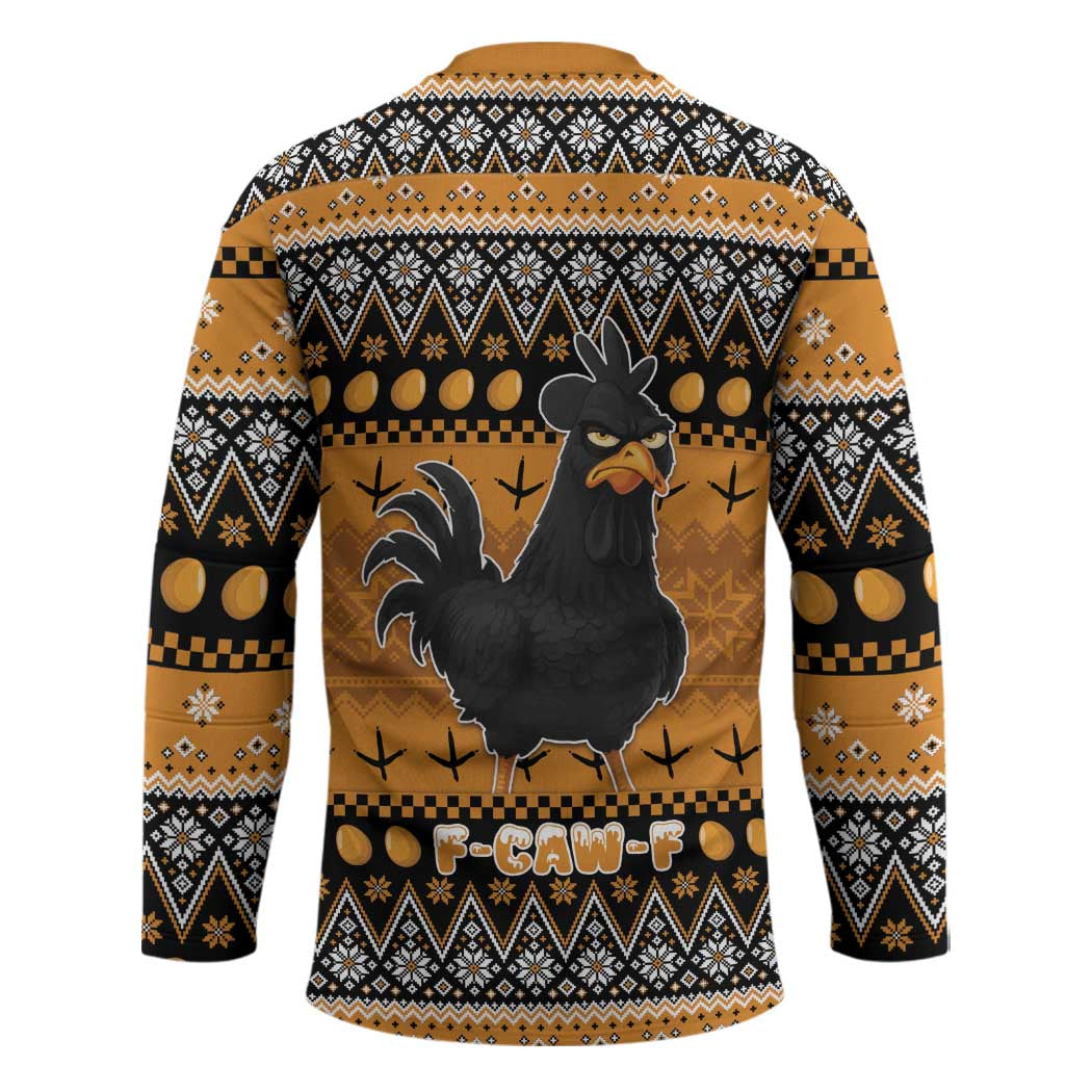 Chicken Christmas Hockey Jersey F Caw F - Wonder Print Shop