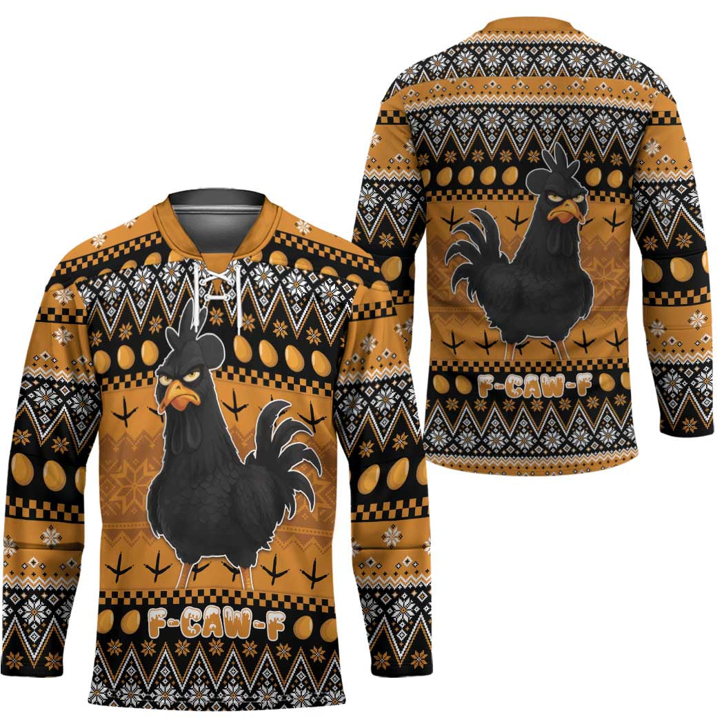 Chicken Christmas Hockey Jersey F Caw F - Wonder Print Shop