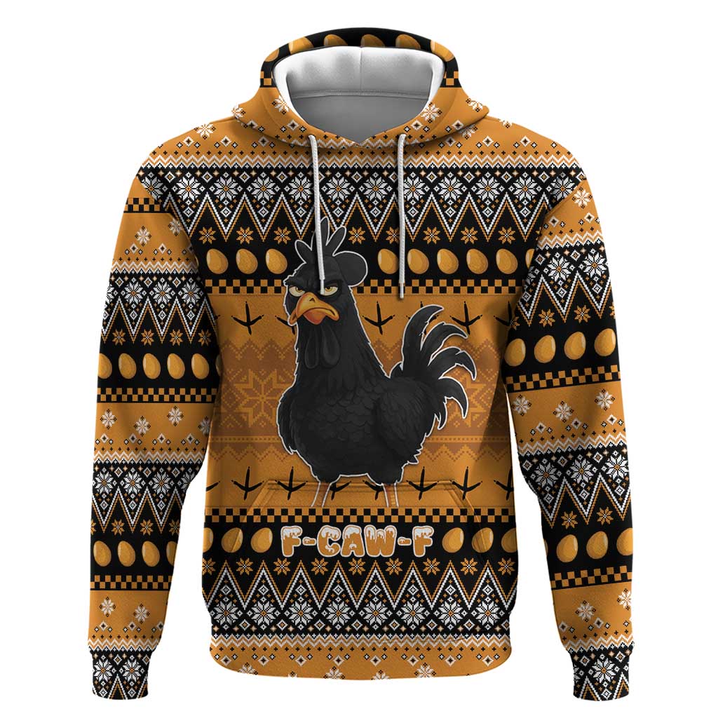 Chicken Christmas Hoodie F Caw F - Wonder Print Shop