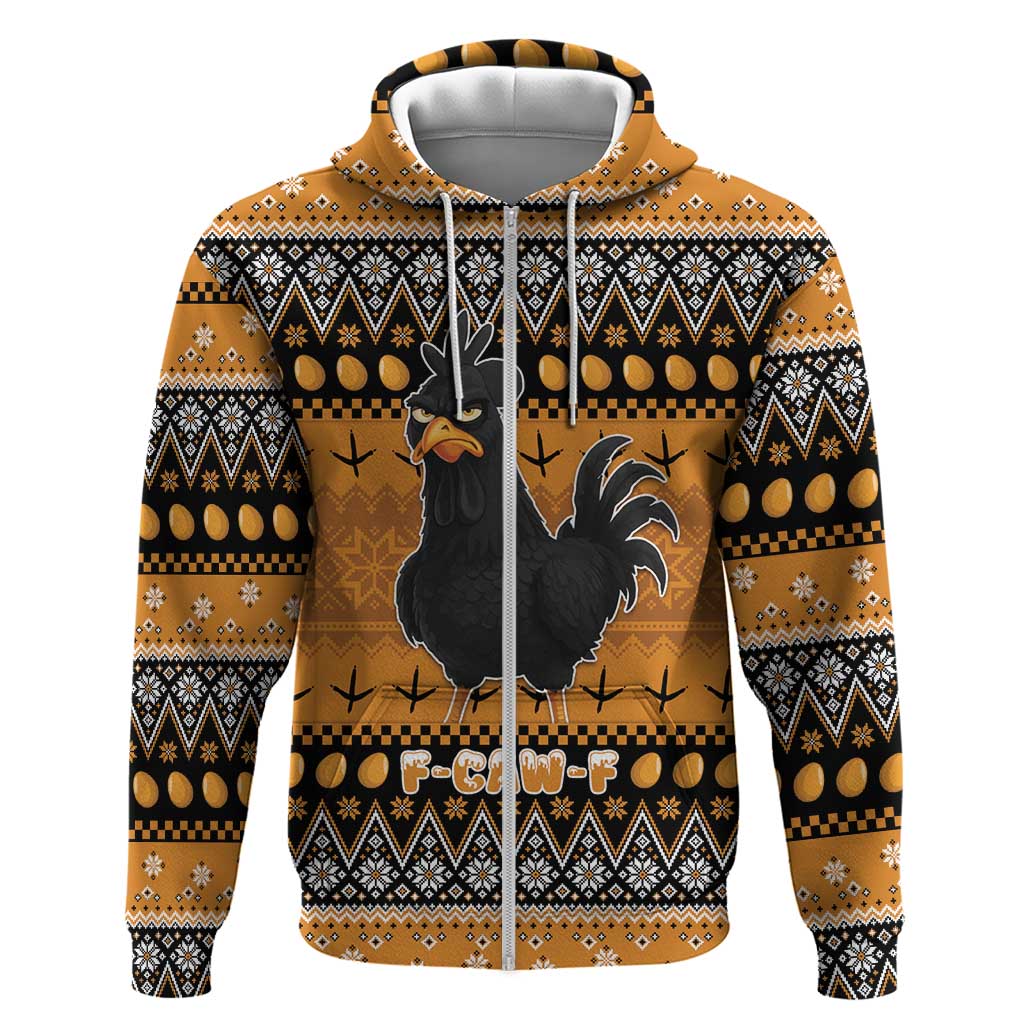 Chicken Christmas Hoodie F Caw F - Wonder Print Shop