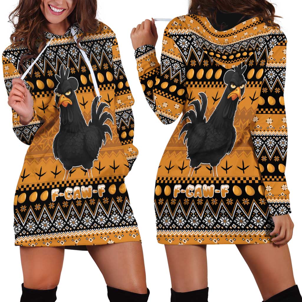 Chicken Christmas Hoodie Dress F Caw F - Wonder Print Shop