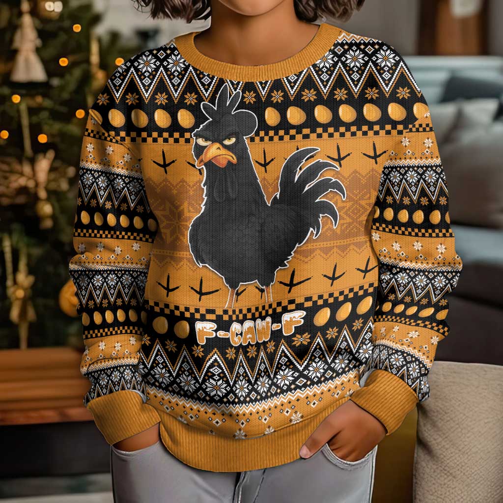 Chicken Christmas Kid Ugly Christmas Sweater F Caw F - Wonder Print Shop