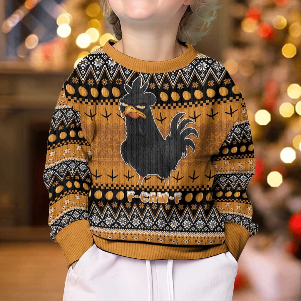 Chicken Christmas Kid Ugly Christmas Sweater F Caw F - Wonder Print Shop