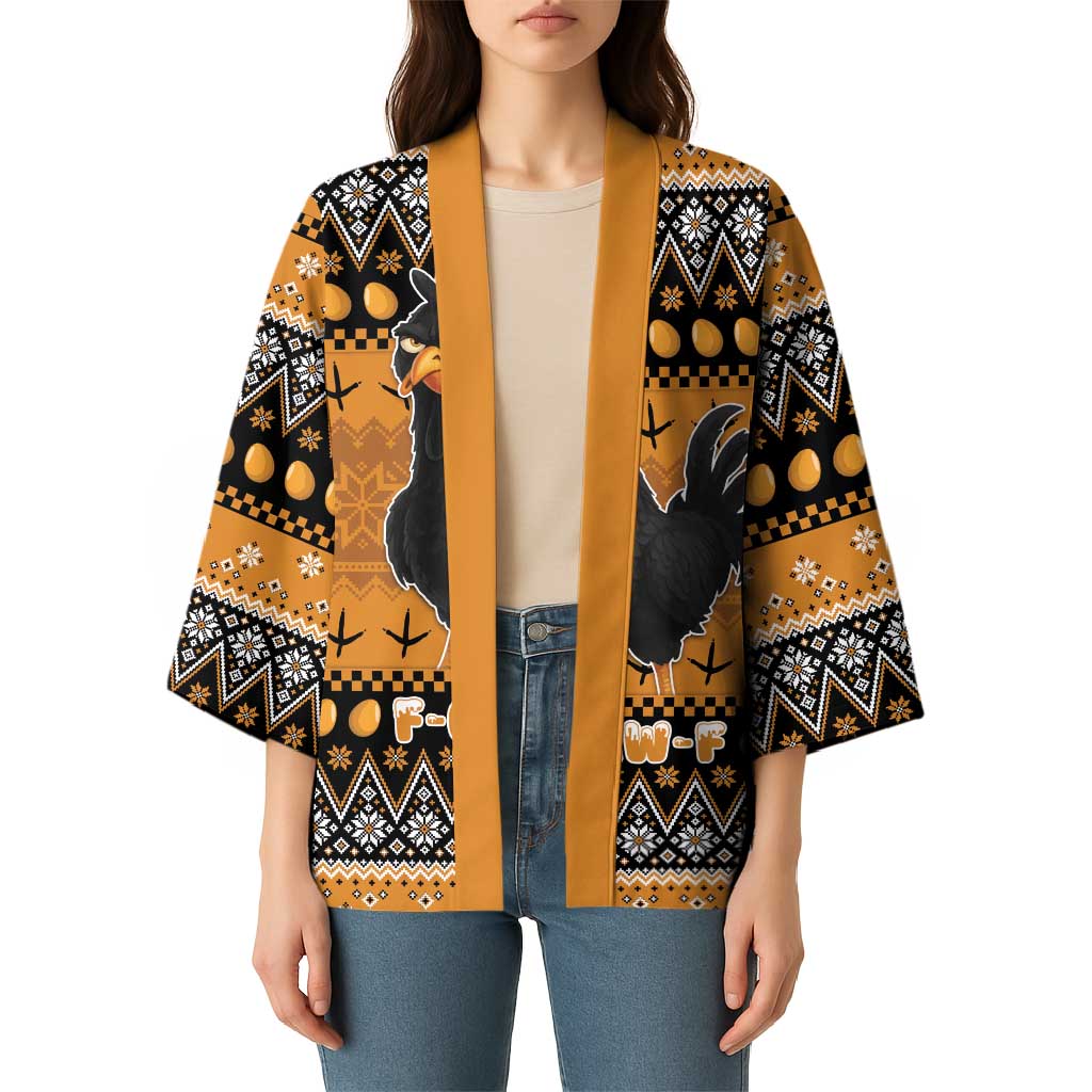 Chicken Christmas Kimono F Caw F - Wonder Print Shop