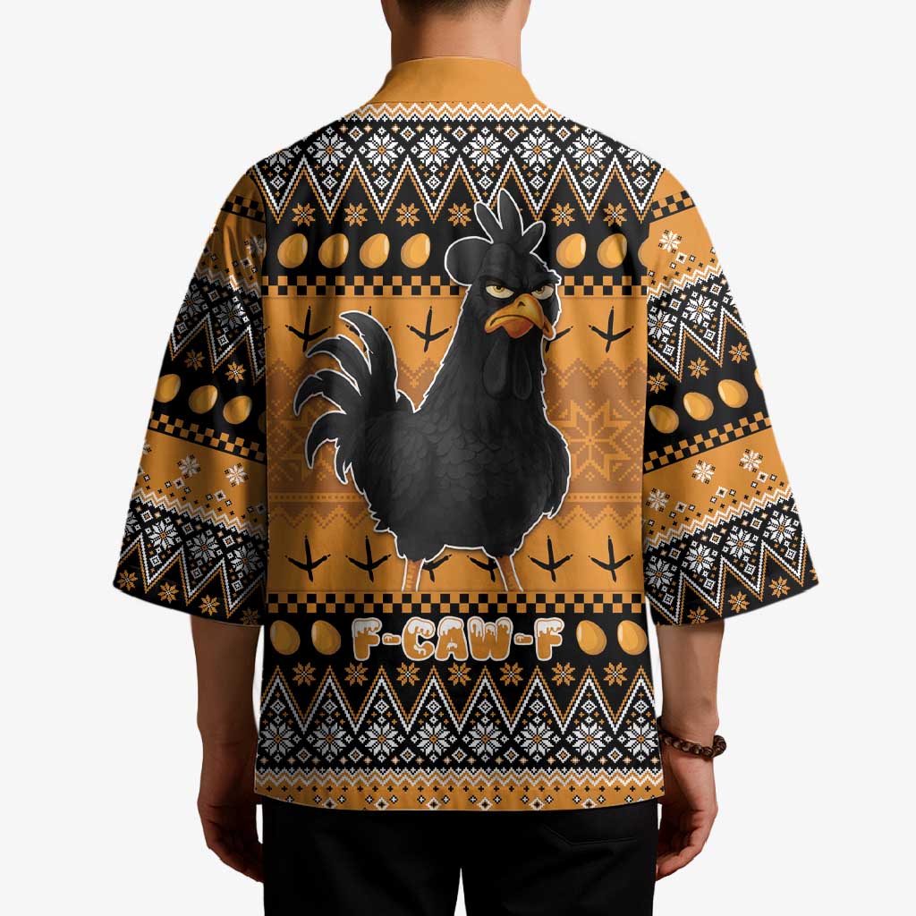 Chicken Christmas Kimono F Caw F - Wonder Print Shop