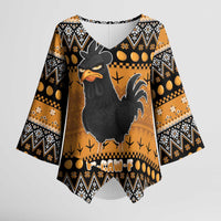 Chicken Christmas Kimono Sleeve Blouse F Caw F - Wonder Print Shop