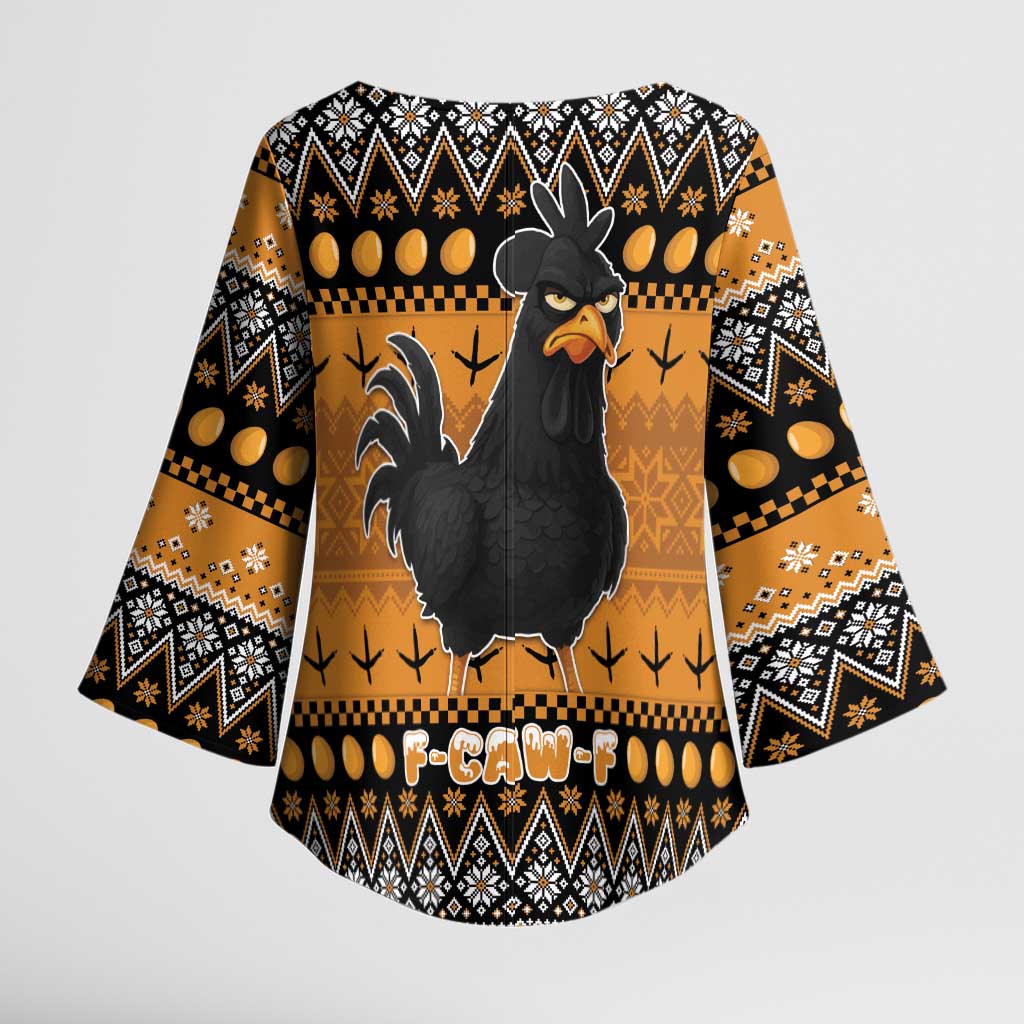 Chicken Christmas Kimono Sleeve Blouse F Caw F - Wonder Print Shop
