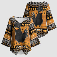 Chicken Christmas Kimono Sleeve Blouse F Caw F - Wonder Print Shop