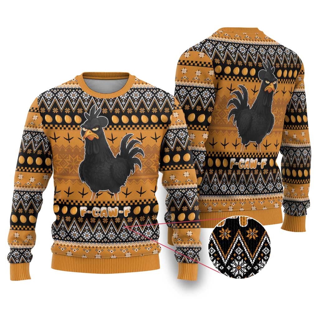 Chicken Christmas Ugly Christmas Sweater F Caw F - Wonder Print Shop