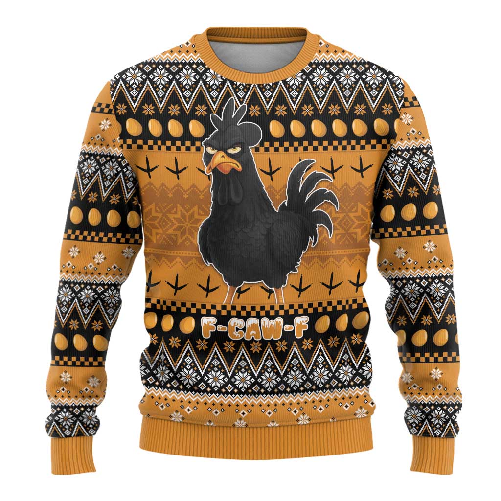 Chicken Christmas Ugly Christmas Sweater F Caw F - Wonder Print Shop