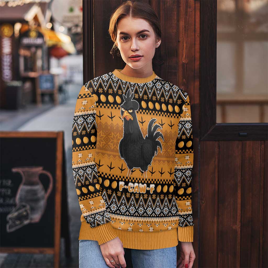 Chicken Christmas Ugly Christmas Sweater F Caw F - Wonder Print Shop