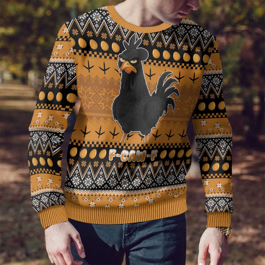 Chicken Christmas Ugly Christmas Sweater F Caw F - Wonder Print Shop