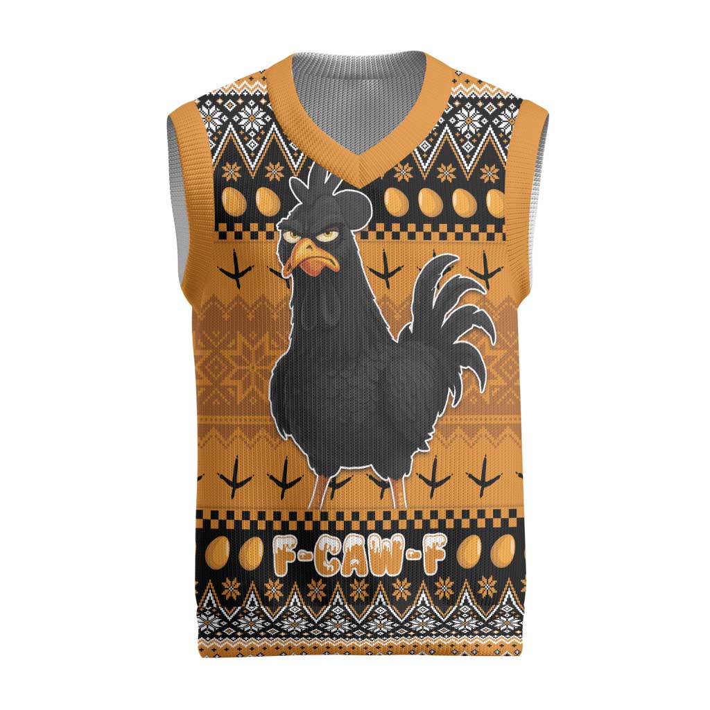 Chicken Christmas Knitted V-Neck Vest F Caw F - Wonder Print Shop
