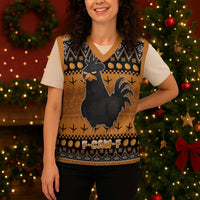 Chicken Christmas Knitted V-Neck Vest F Caw F - Wonder Print Shop