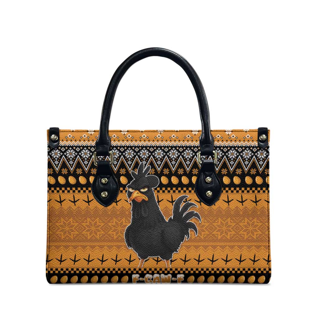 Chicken Christmas Leather Bag F Caw F - Wonder Print Shop