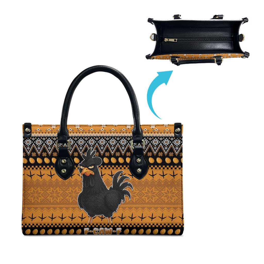 Chicken Christmas Leather Bag F Caw F - Wonder Print Shop