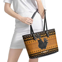 Chicken Christmas Leather Tote Bag F Caw F - Wonder Print Shop