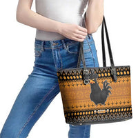 Chicken Christmas Leather Tote Bag F Caw F - Wonder Print Shop