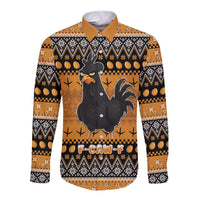Chicken Christmas Long Sleeve Button Shirt F Caw F - Wonder Print Shop