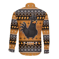 Chicken Christmas Long Sleeve Button Shirt F Caw F - Wonder Print Shop