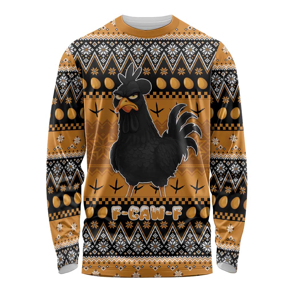 Chicken Christmas Long Sleeve Shirt F Caw F - Wonder Print Shop