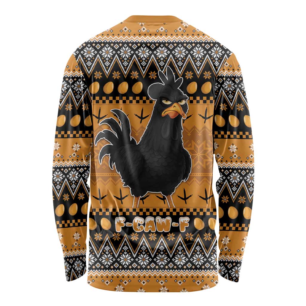 Chicken Christmas Long Sleeve Shirt F Caw F - Wonder Print Shop