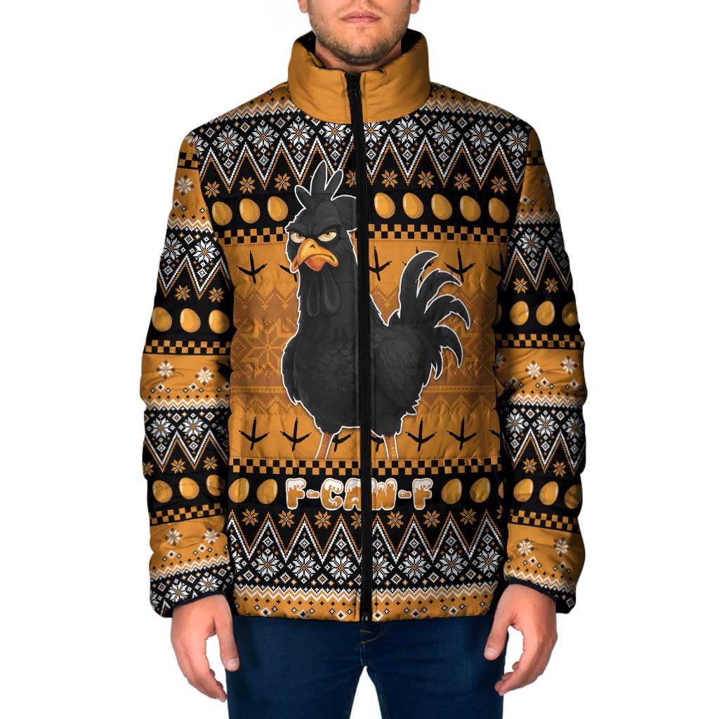 Chicken Christmas Padded Jacket F Caw F - Wonder Print Shop