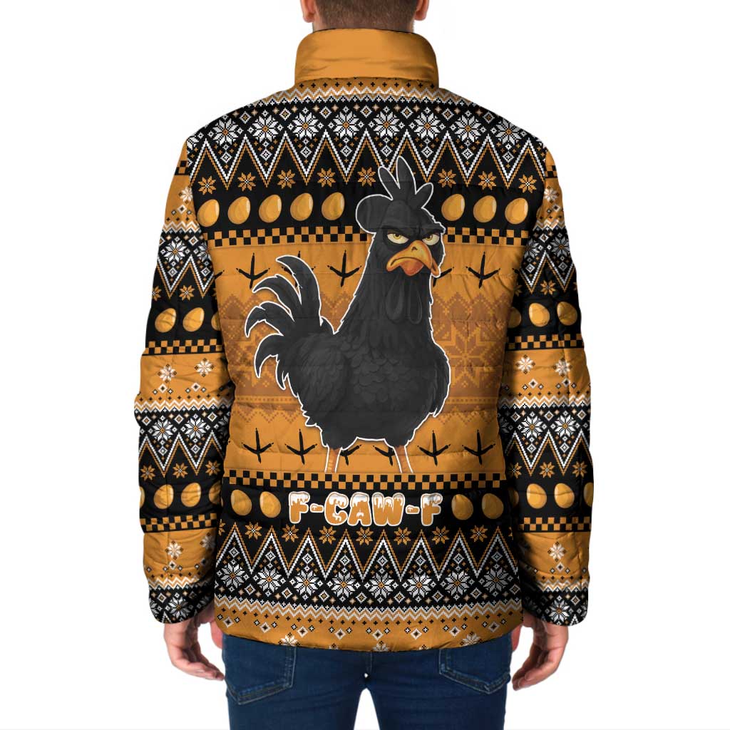 Chicken Christmas Padded Jacket F Caw F - Wonder Print Shop