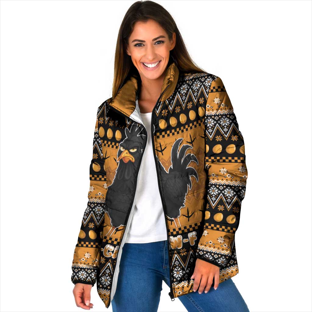 Chicken Christmas Padded Jacket F Caw F - Wonder Print Shop