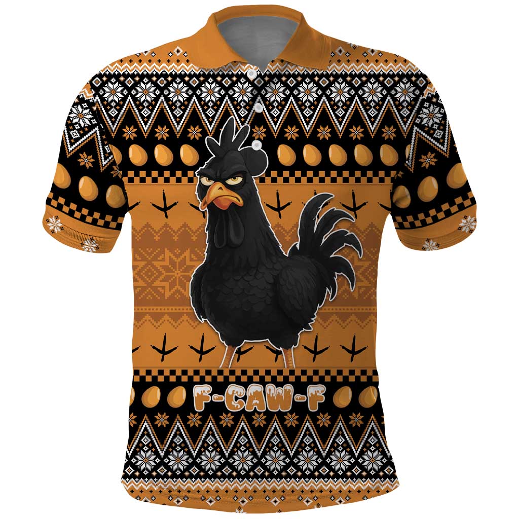 Chicken Christmas Polo Shirt F Caw F - Wonder Print Shop
