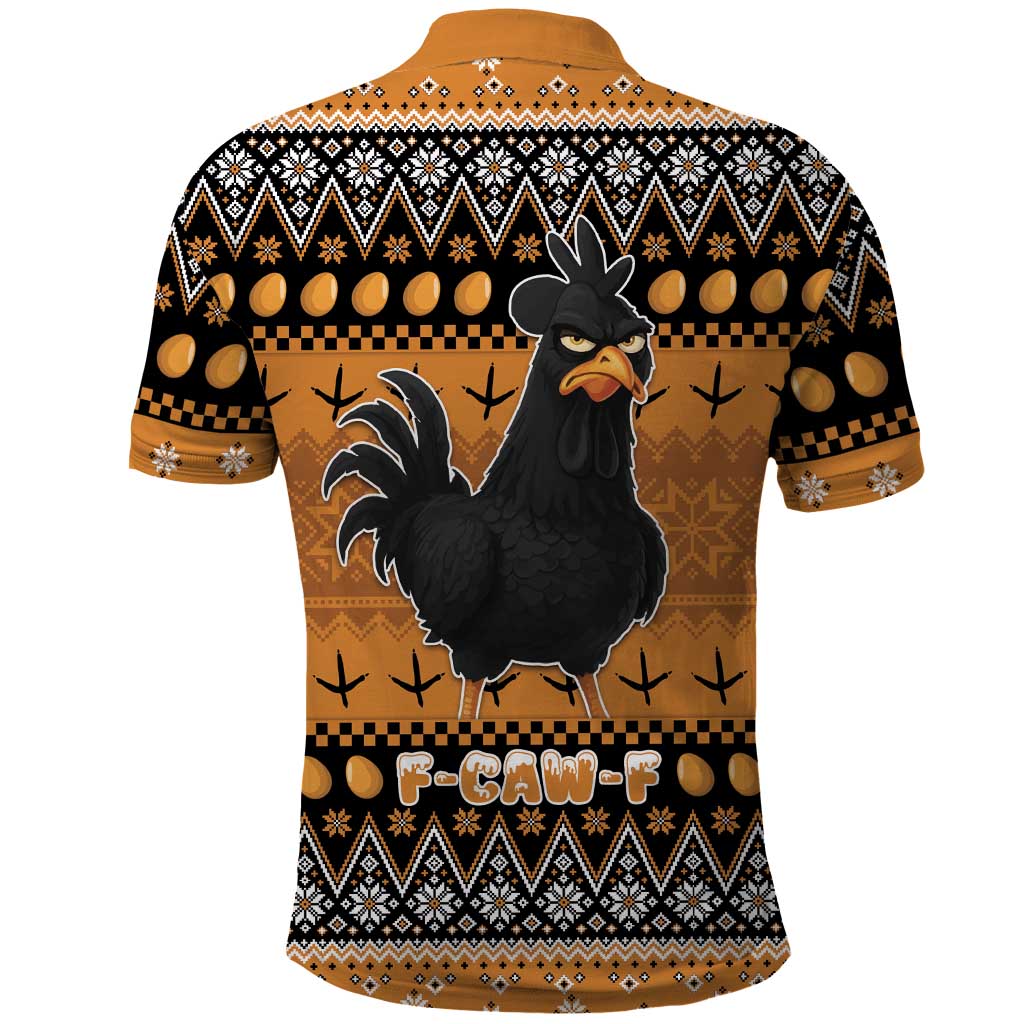 Chicken Christmas Polo Shirt F Caw F - Wonder Print Shop