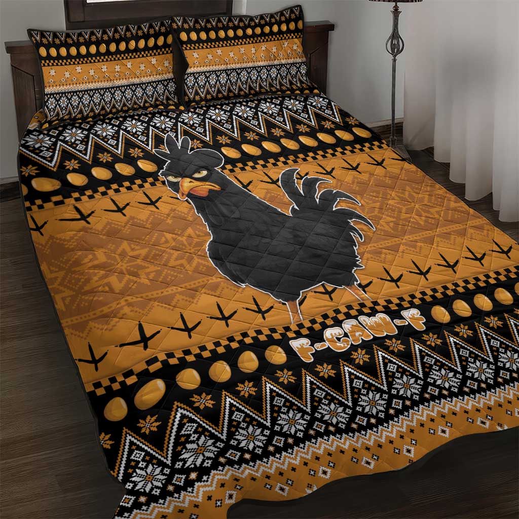 Chicken Christmas Quilt Bed Set F Caw F - Wonder Print Shop