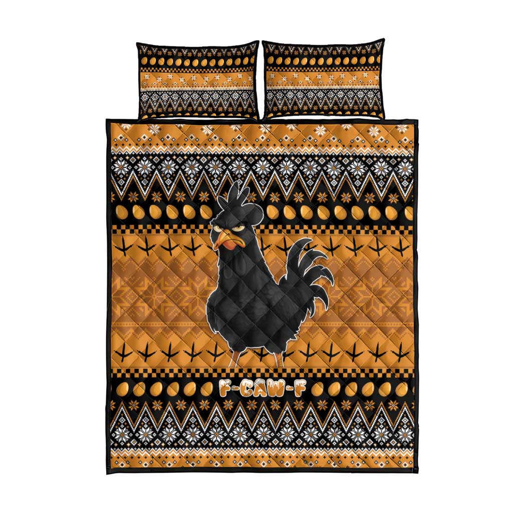 Chicken Christmas Quilt Bed Set F Caw F - Wonder Print Shop