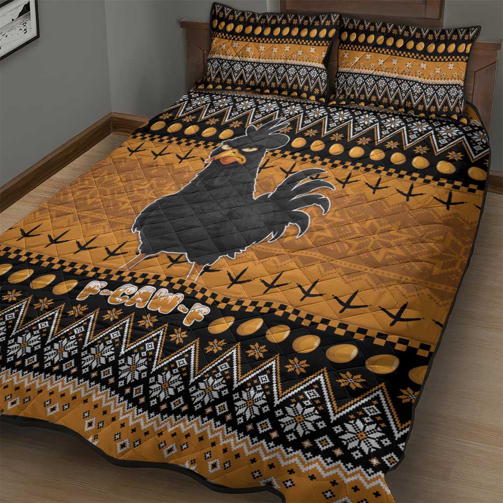 Chicken Christmas Quilt Bed Set F Caw F - Wonder Print Shop