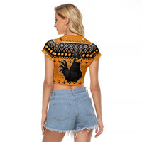 Chicken Christmas Raglan Cropped T Shirt F Caw F - Wonder Print Shop