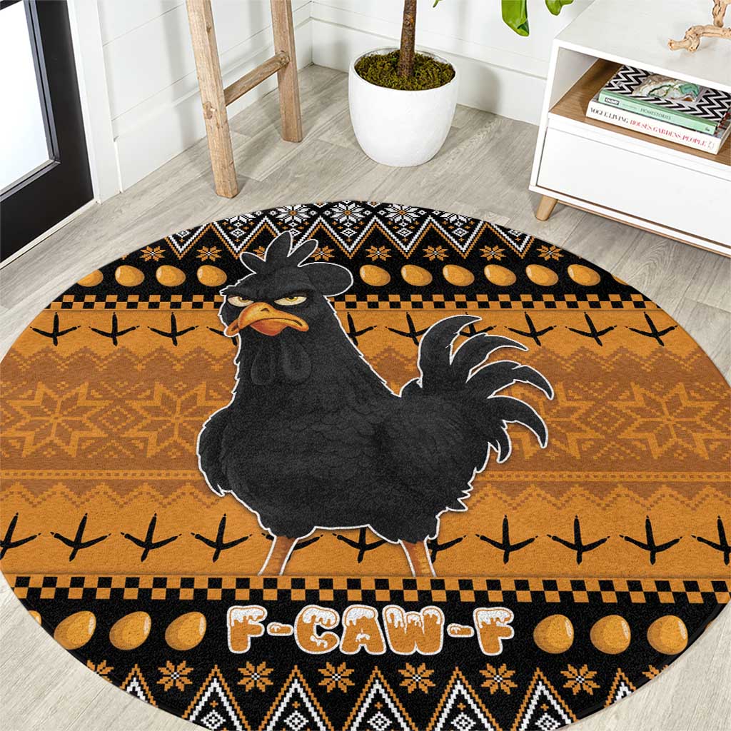 Chicken Christmas Round Carpet F Caw F - Wonder Print Shop