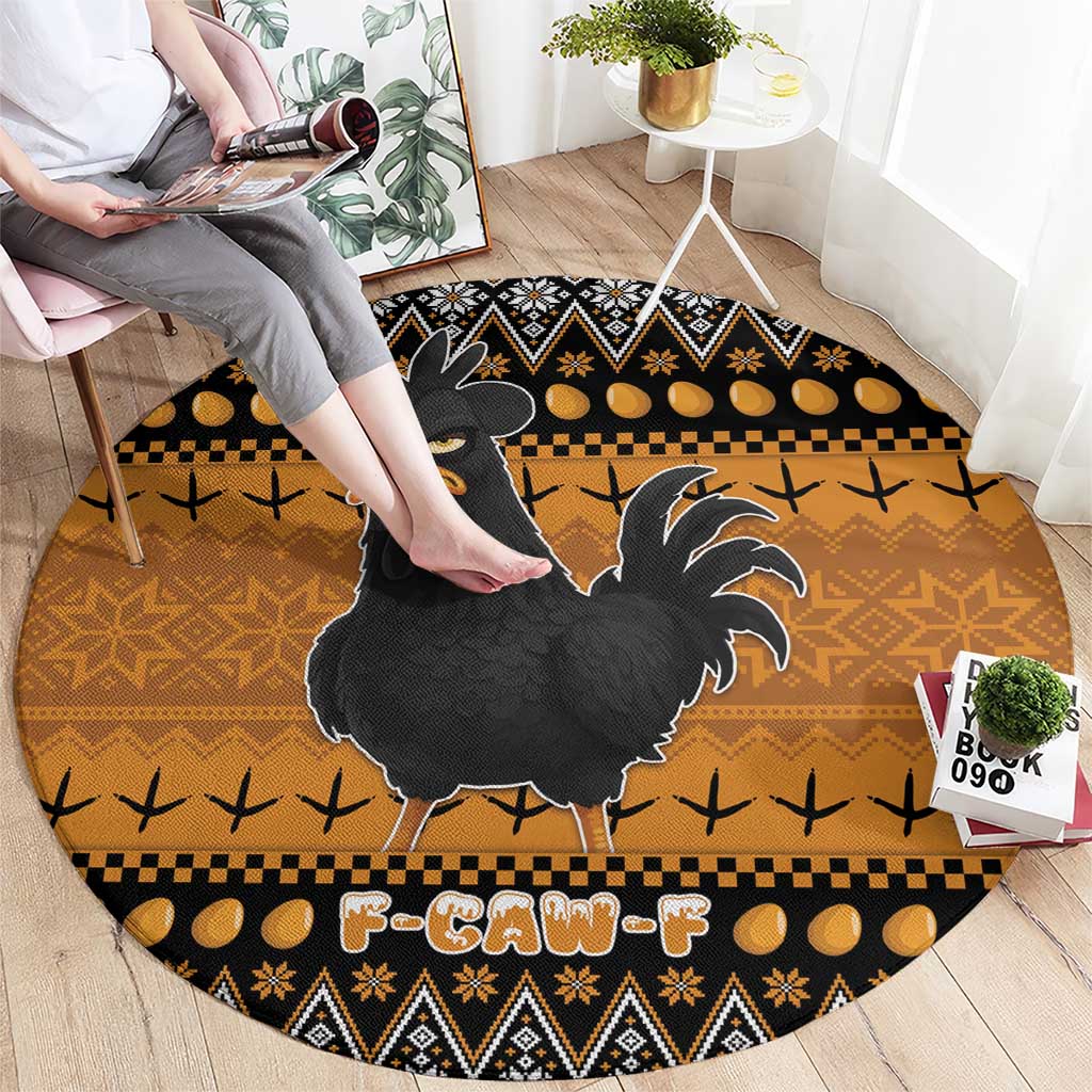 Chicken Christmas Round Carpet F Caw F - Wonder Print Shop
