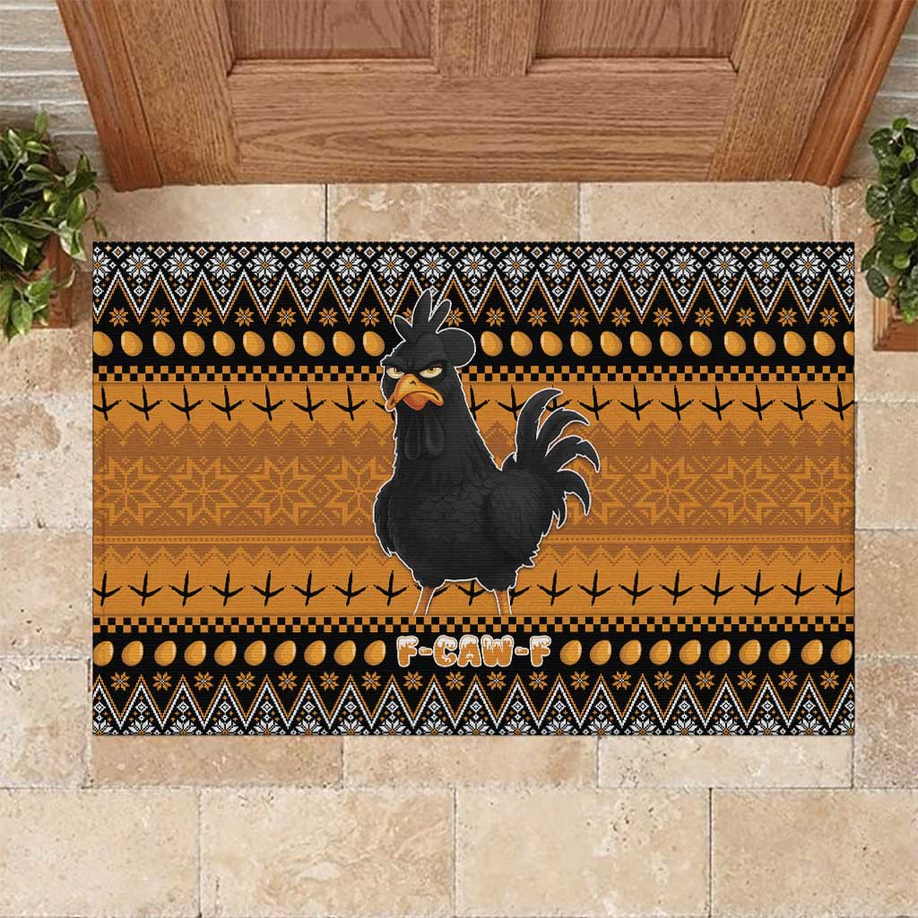 Chicken Christmas Rubber Doormat F Caw F - Wonder Print Shop