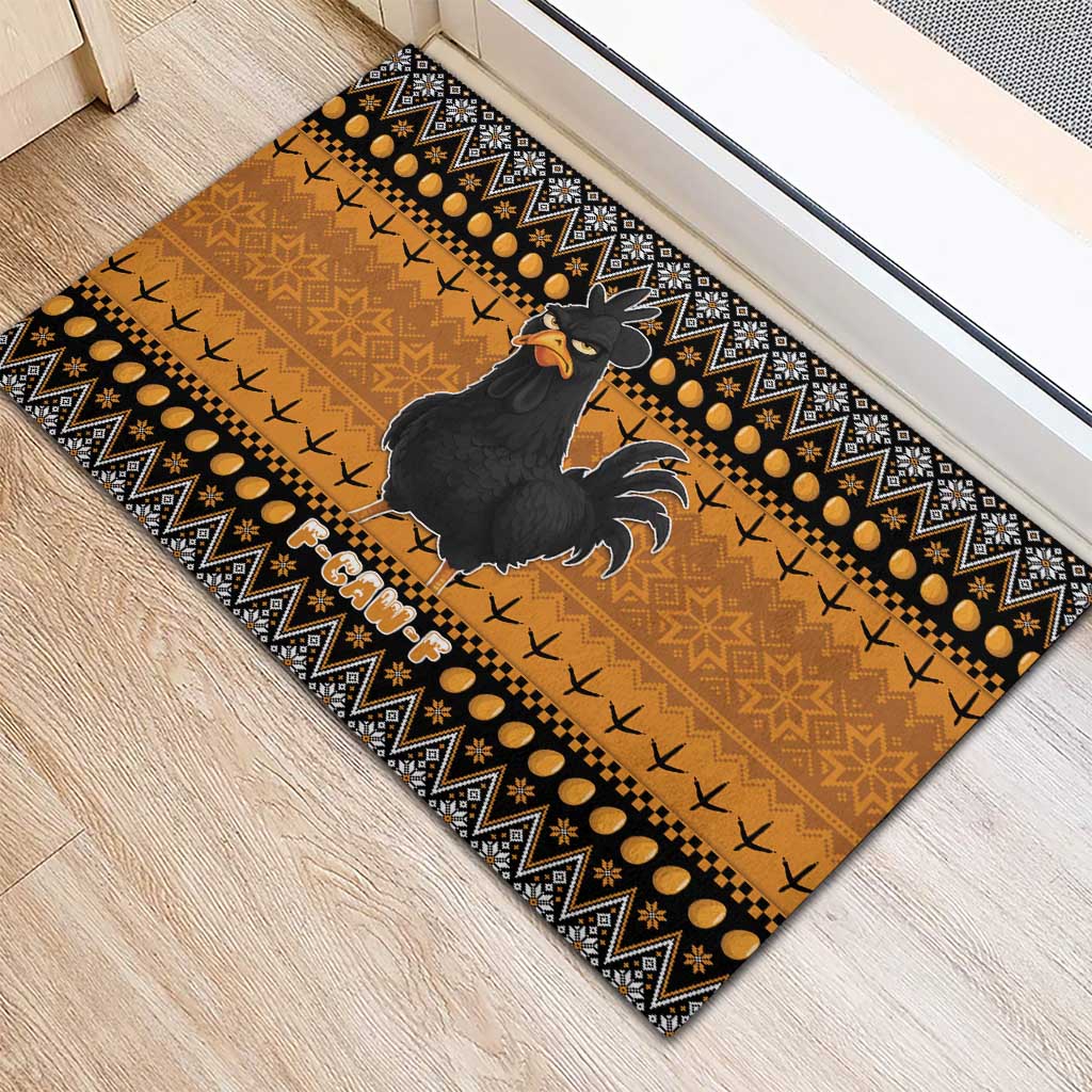 Chicken Christmas Rubber Doormat F Caw F - Wonder Print Shop