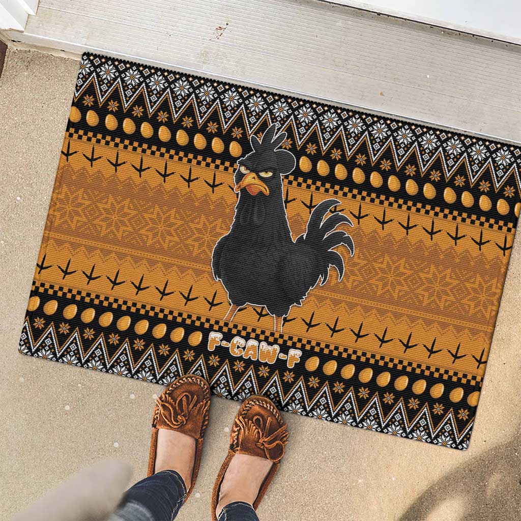 Chicken Christmas Rubber Doormat F Caw F - Wonder Print Shop