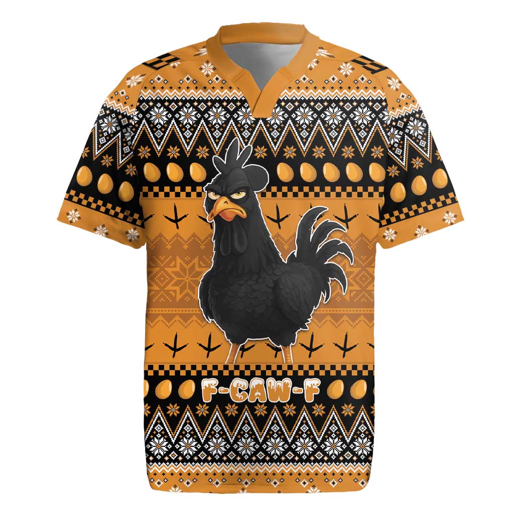 Chicken Christmas Rugby Jersey F Caw F - Wonder Print Shop