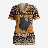 Chicken Christmas Scrub Top F Caw F - Wonder Print Shop