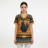 Chicken Christmas Scrub Top F Caw F - Wonder Print Shop
